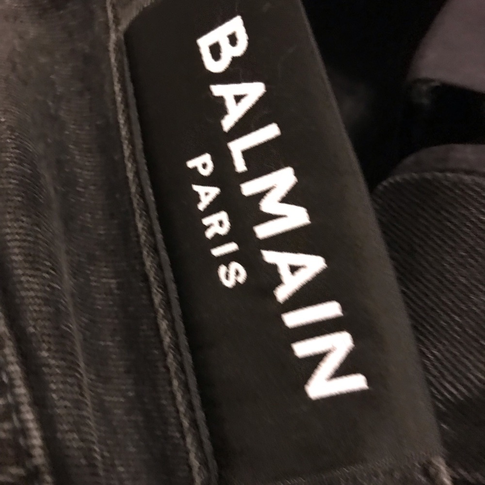 Black ribbed balmain jeans